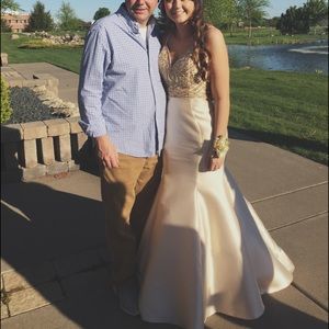 mori lee gold prom dress